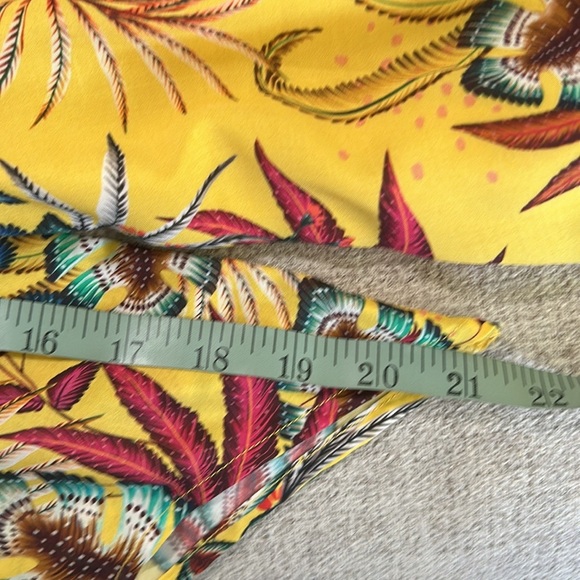 FARM RIO + ANTHROPOLOGIE SMOCKED MINI DRESS IN YELLOW TROPICAL SIZE XS - Picture 12 of 15